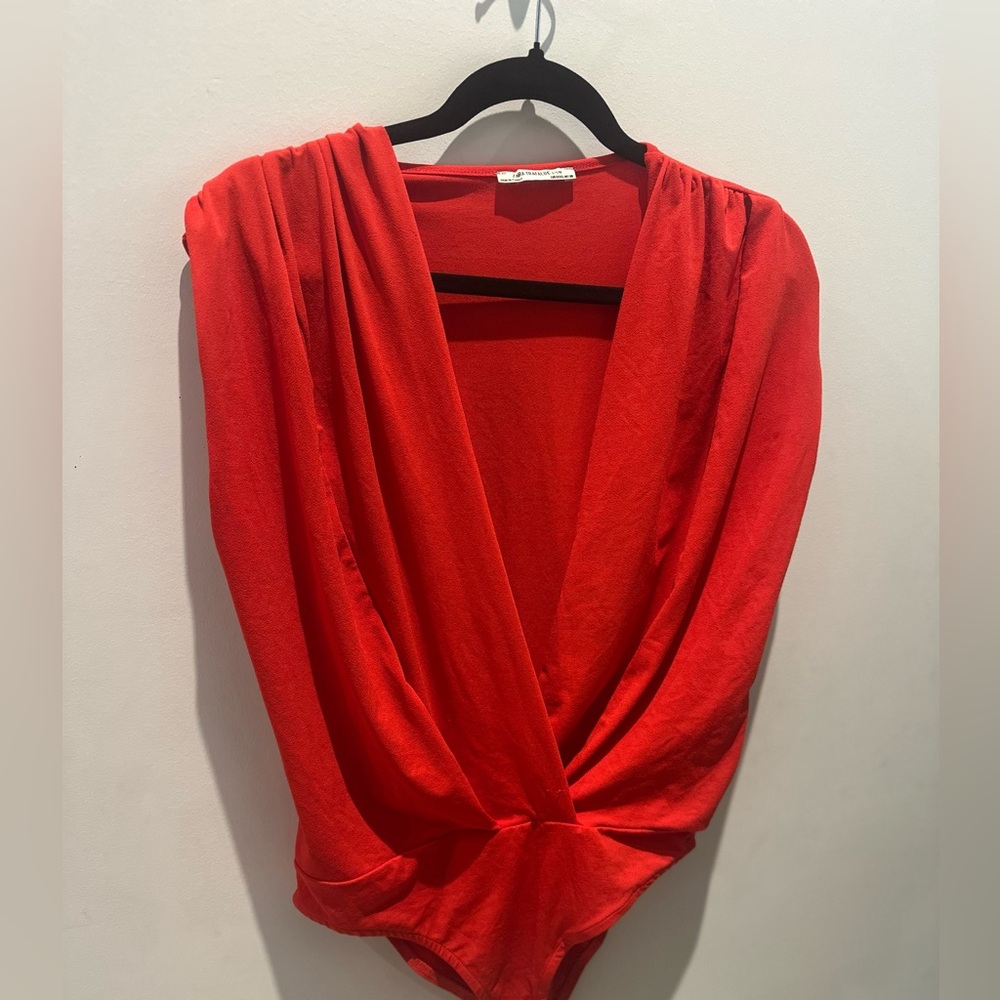 Red Draped Bodysuit Zara L